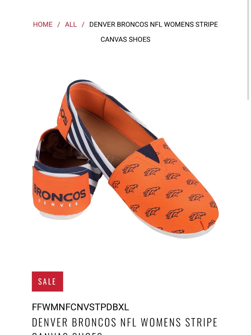 Denver Broncos Womens Orange Stripe Espadrilles